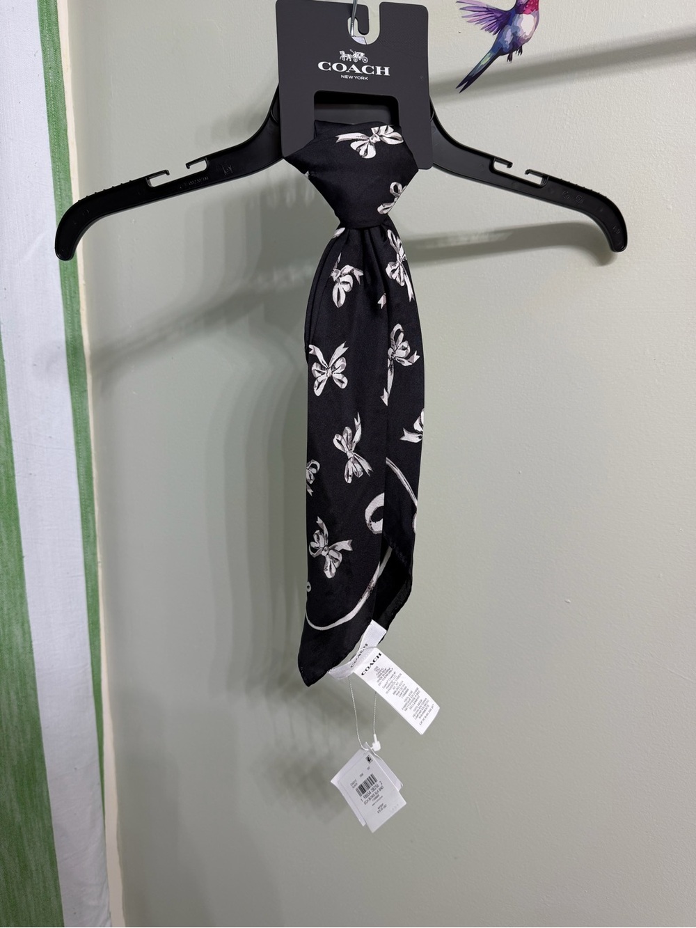 COACH Black Floral Silk Scarf NWT